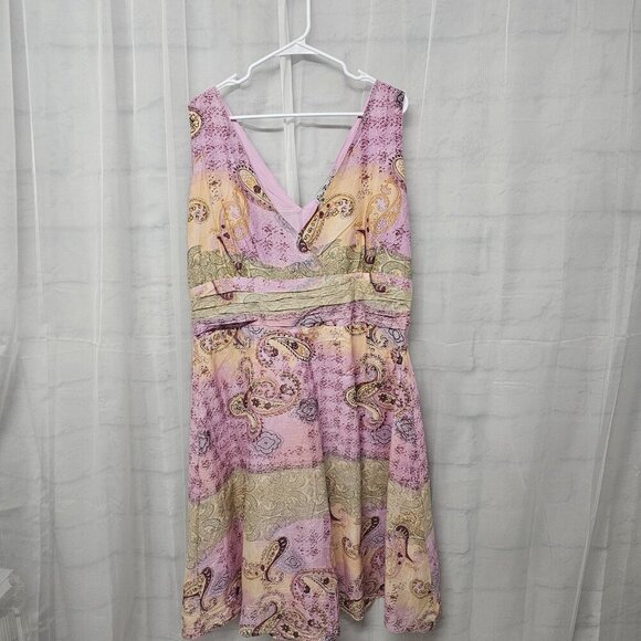 Erica Brooke Lavender Peach Paisley Sleeveless Midi Dress Boho Hippie Retro 14 - Picture 9 of 13